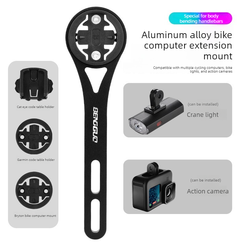 Lightweight Bike Computer Mount, One-Piece Extension Mount, Aluminum Alloy Cycling Mount - Blue
