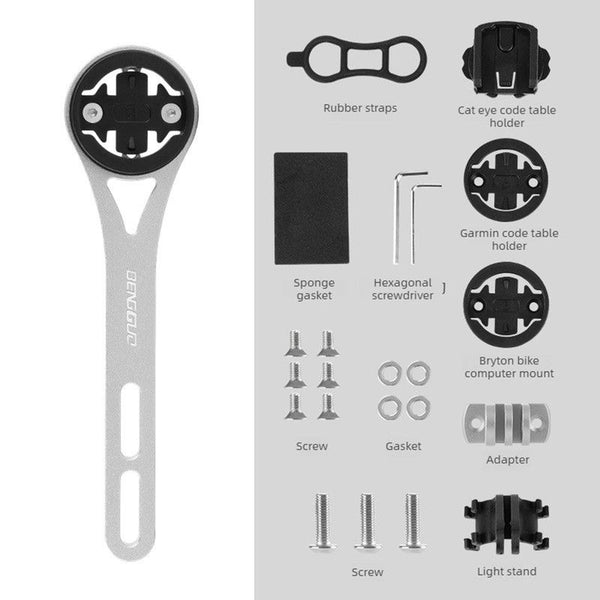 Lightweight Bike Computer Mount, One-Piece Extension Mount, Aluminum Alloy Cycling Mount - Silver