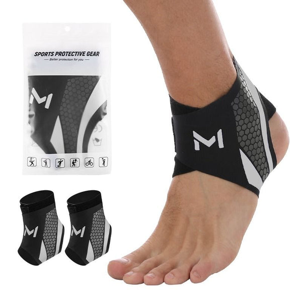 2-Pack Adjustable Compression Ankle Braces, Lightweight and Twist-Resistant - Gray