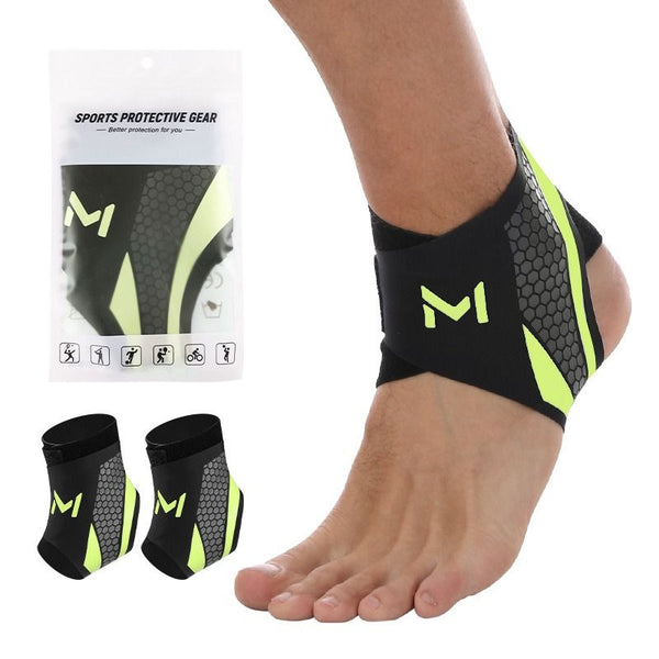 2-Pack Adjustable Compression Ankle Braces, Lightweight and Twist-Resistant - Green