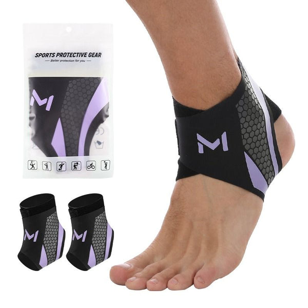 2-Pack Adjustable Compression Ankle Braces, Lightweight and Twist-Resistant - Purple