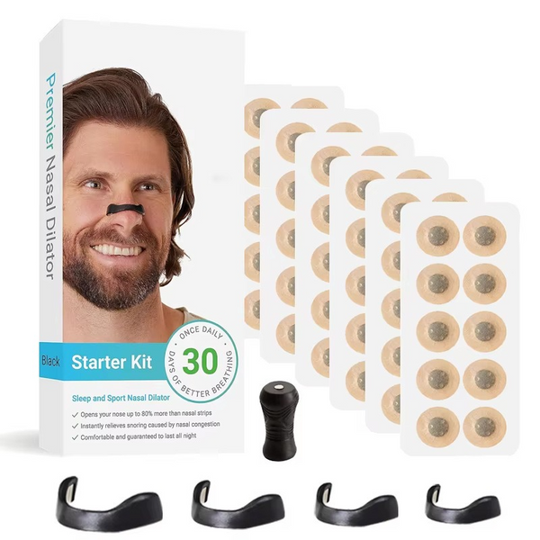 Round Magnetic Nasal Clip Set with Adhesive Strips (Black)