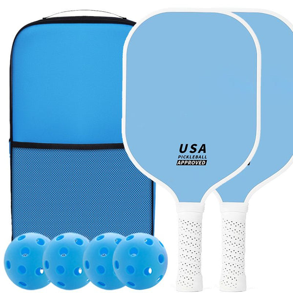 2-Player Pickleball Paddle Set, Durable Glass Fiber Pickleball Racquets with Comfort Grip, Includes 4 Balls & Carry Bag—Blue