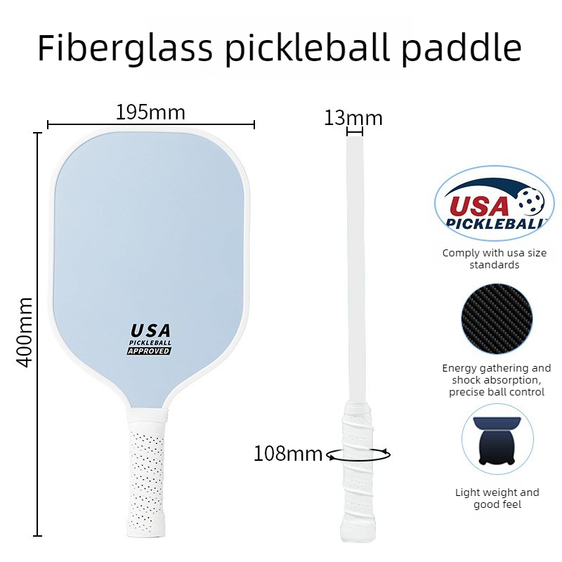 2-Player Pickleball Paddle Set, Durable Glass Fiber Pickleball Racquets with Comfort Grip, Includes 4 Balls & Carry Bag—Blue