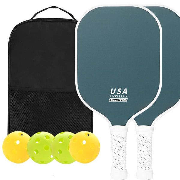 2-Player Pickleball Paddle Set, Durable Glass Fiber Pickleball Racquets with Comfort Grip, Includes 4 Balls & Carry Bag - Green