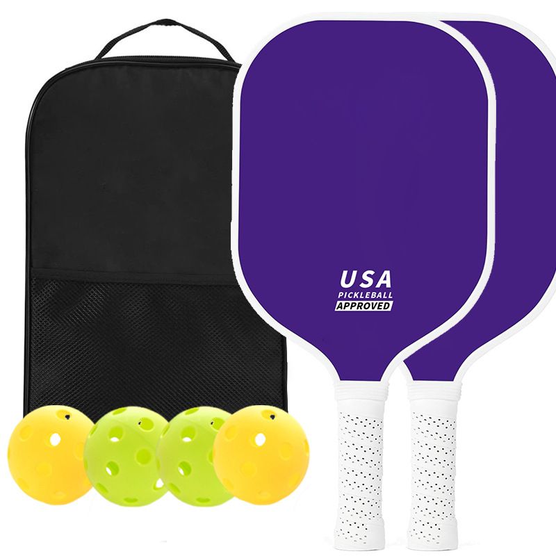 2-Player Pickleball Paddle Set, Durable Glass Fiber Pickleball Racquets with Comfort Grip, Includes 4 Balls & Carry Bag - Green
