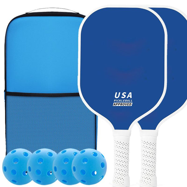2-Player Pickleball Paddle Set, Durable Glass Fiber Pickleball Racquets with Comfort Grip, Includes 4 Balls & Carry Bag - Dark Blue