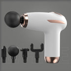 White - Portable Mini Fascia Gun with 4 Massage Heads, Type-C Rechargeable Low-Noise Handheld Percussion Massager for the Gym