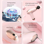White - Portable Mini Fascia Gun with 4 Massage Heads, Type-C Rechargeable Low-Noise Handheld Percussion Massager for the Gym
