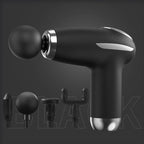Black - Portable Mini Fascia Gun with 4 Massage Heads, Type-C Rechargeable Low-Noise Handheld Percussion Massager for the Gym