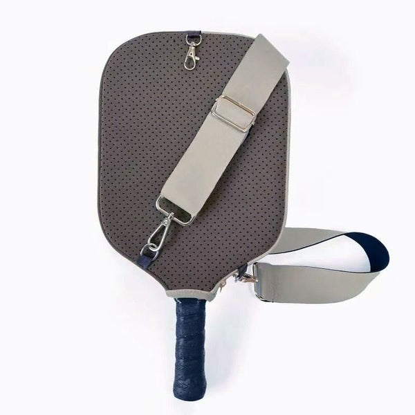 Pickleball Paddle Cover, Breathable Perforated Racket Protector Case with Zipper Pocket & Adjustable Crossbody Strap - Gray