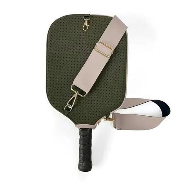 Pickleball Paddle Cover, Breathable Perforated Racket Protector Case with Zipper Pocket & Adjustable Crossbody Strap - Green