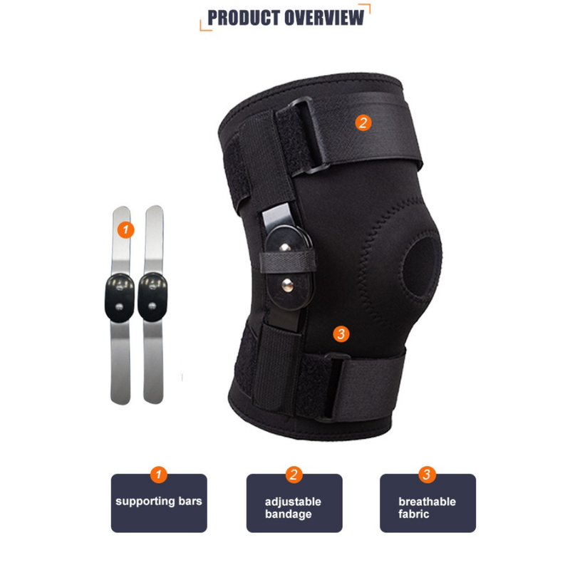 Hinged Metal Knee Brace with Removable Side Stabilizers, ACL Injury, Sports Workout & Joint Pain Relief-L