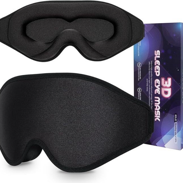 3D Deep Contoured Memory Foam Sleep Eye Mask - Black