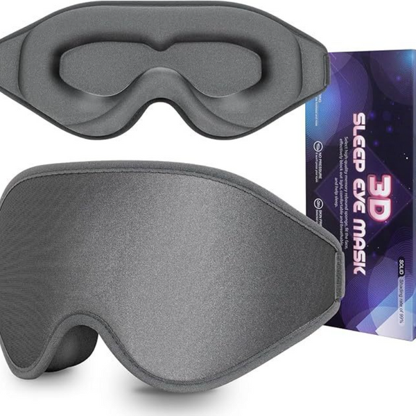 3D Deep Contoured Memory Foam Sleep Eye Mask - Gray