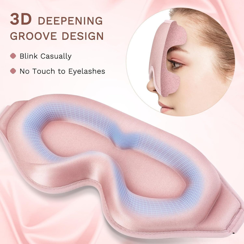 3D Deep Contoured Memory Foam Sleep Eye Mask, Full Light Blocking, Breathable Eye Cover for Travel, Naps, and Nighttime Sleep—Gray