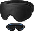 3D Contoured Memory Foam Sleep Eye Mask, Zero-Pressure Breathable Mesh Eye Cover with Adjustable Strap for Travel, Naps, and Nighttime Sleep—Black