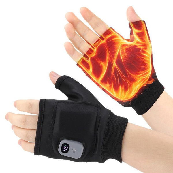 USB Rechargeable Heated Half-Finger Gloves (1 Pair)
