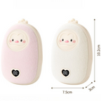 Cute Cartoon Hand Warmer 2-in-1 Portable USB Charging Power Bank, 3 Temperature Settings Pocket Heater—Beige