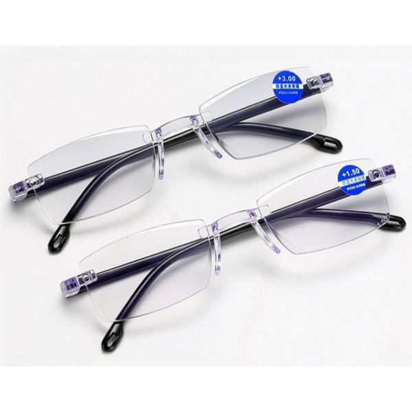 Anti-Blue-Light Reading Glasses 2-Pack with 2 Clear Plastic Cases