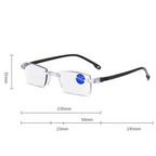 Rimless Diamond Cut Anti-Blue Light Reading Glasses +2.50 Diopters, Unisex, 2-Pack (Same Power) with 2 Clear Plastic Cases