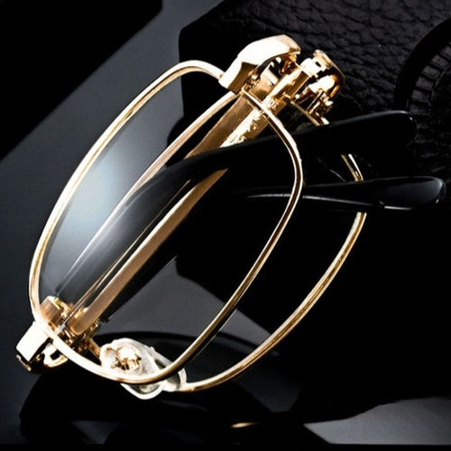 '+2.00 Diopter Metal Foldable Anti-Blue Light Reading Glasses(2Pcs) - Gold