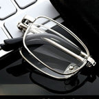 +2.00 Diopter Metal Portable Foldable Anti-Blue Light Reading Glasses, Lightweight Compact Readers for Seniors - Gold