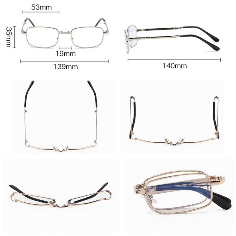 +1.50 Diopter Metal Portable Foldable Anti-Blue Light Reading Glasses, Lightweight Compact Readers for Seniors—Silver