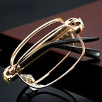 +2.00 Diopter Metal Portable Foldable Anti-Blue Light Reading Glasses, Lightweight Compact Readers for Seniors - Silver