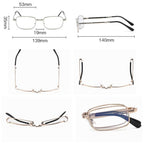 +2.50 Diopter Metal Portable Foldable Anti-Blue Light Reading Glasses, Lightweight Compact Readers for Seniors - Silver
