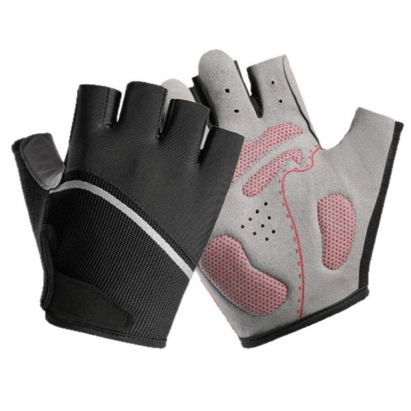 1 Pair Breathable Mesh Half-Finger Sports Gloves - Black Size L