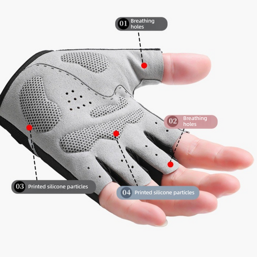 1 Pair Breathable Mesh Half-Finger Sports Gloves - Black Size L