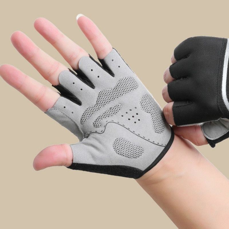Blue Size L - One Pair - Breathable Mesh Half-Finger Sports Gloves, Non-Slip Silicone Shock-Absorbing Gloves for Cycling Fitness