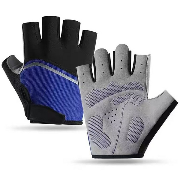 1 Pair Breathable Mesh Half-Finger Sports Gloves - Blue Size M