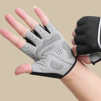 Blue, Size M - One Pair - Breathable Mesh Half-Finger Sports Gloves, Non-Slip Silicone Shock-Absorbing Gloves for Cycling and Fitness