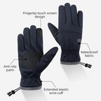 Winter Fleece-Lined Touchscreen Gloves, Windproof, Water-Resistant, Anti-Slip Thermal Gloves for Cycling and Driving, Unisex, One Pair—Black (One Size Fits All)
