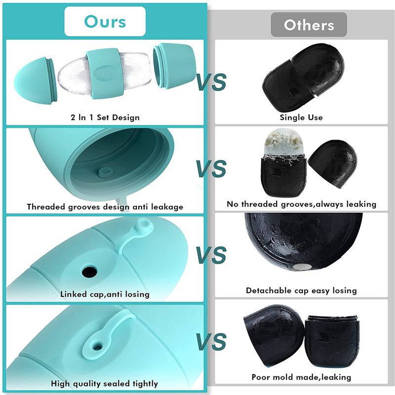 2-Pack - 2-in-1 Dual-Head Ice Beauty Device, Cold Compress Lifting and De-Puffing Skincare Tool for Home Use - Cyan