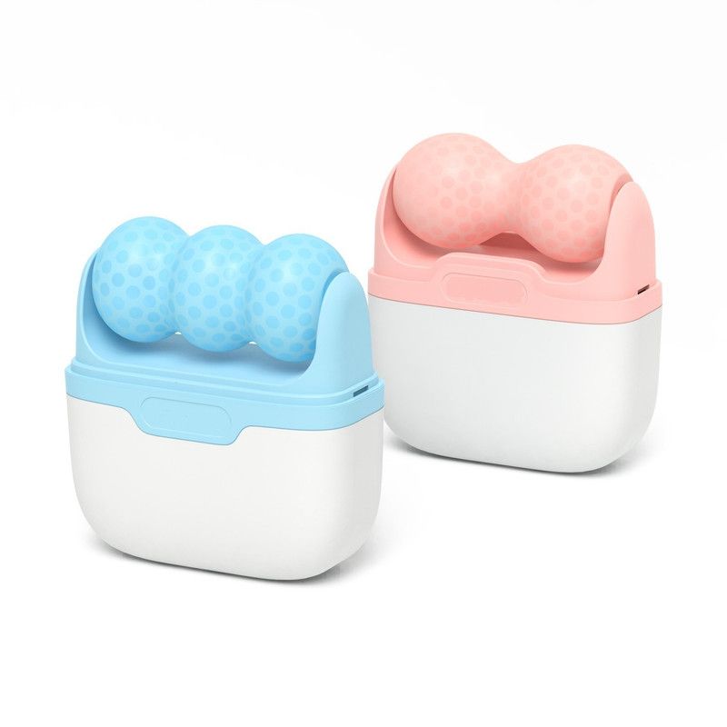 Double-Sided Dual Ice Roller Beauty Device, Household Cold Compress Roller, Lifting and De-Puffing Full-Body Massager—Pink