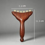 Red Sandalwood Facial Massager Beauty Push Tool, Horn Beads Lifting Gua Sha Meridian Massage Stick