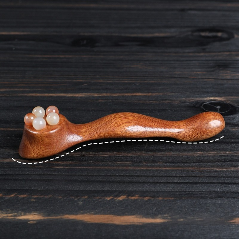 2-Piece Set—Massage Stick, Natural Horn Roller for Eyes, Face, Meridians, and Full-Body Gua Sha