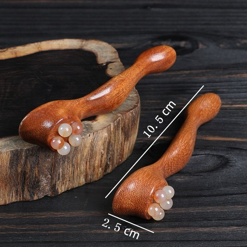 2-Piece Set—Massage Stick, Natural Horn Roller for Eyes, Face, Meridians, and Full-Body Gua Sha