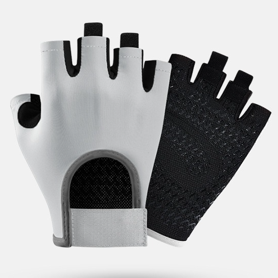 Women's Silicone Print Half-Finger Fitness Gloves - Gray (Size M)