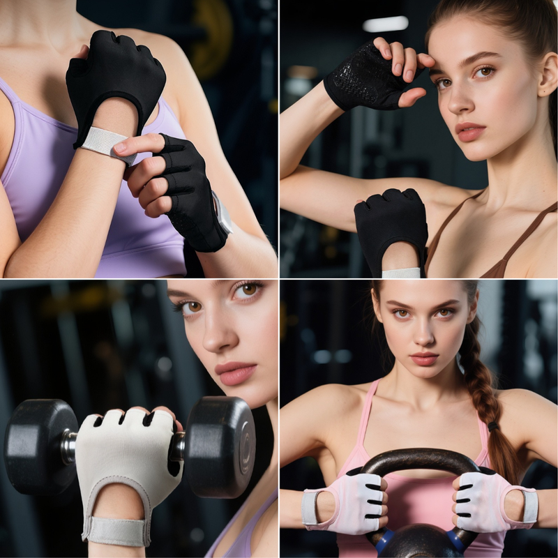 Purple Gradient - Size S - Women's Gradient Print Half-Finger Fitness Gloves, Silicone Anti-Slip Breathable Gloves for Yoga and Cycling