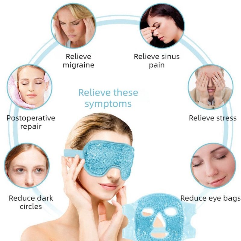 Gel Bead Hot & Cold Facial Mask & Eye Mask Set, Cooling Heating Pack for Face & Eye Relief—Blue