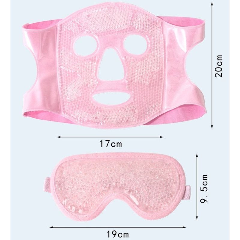 Gel Bead Hot & Cold Facial Mask & Eye Mask Set, Cooling and Heating Pack for Face and Eye Relief—Gray