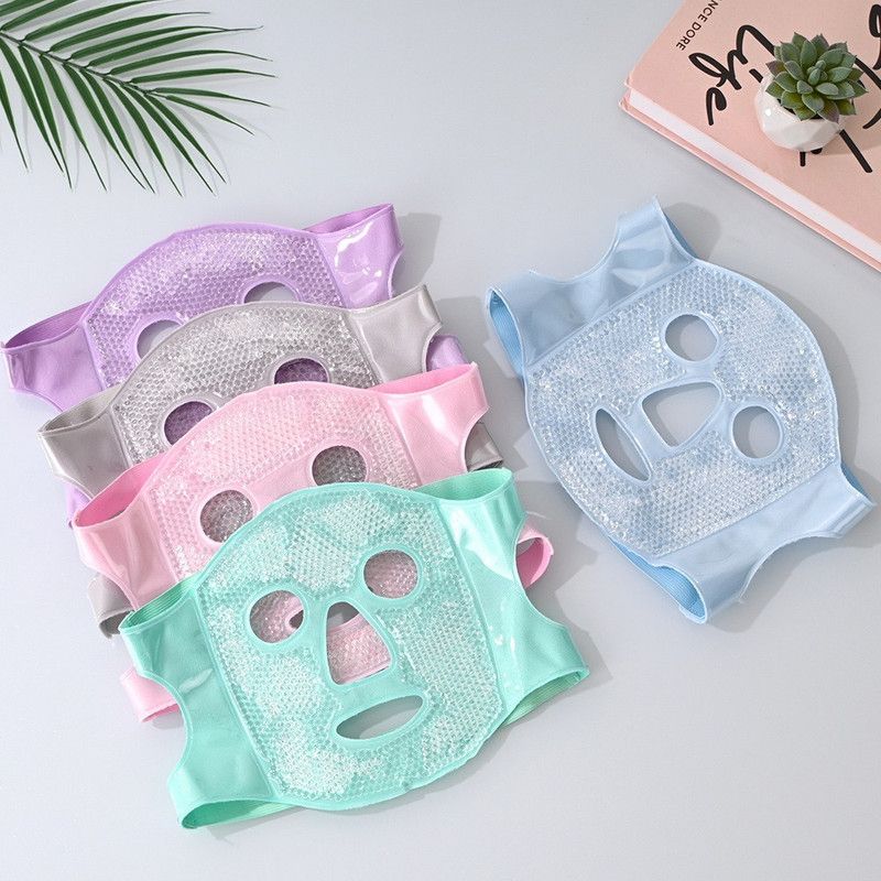 Gel Bead Hot & Cold Facial Mask & Eye Mask Set, Cooling and Heating Pack for Face and Eye Relief—Green