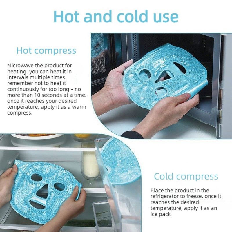 Gel Bead Hot & Cold Facial Mask & Eye Mask Set, Cooling and Heating Pack for Face and Eye Relief—Purple