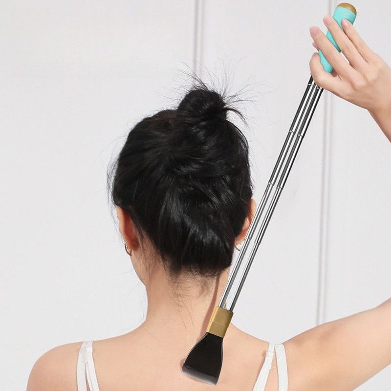 Dual Retractable Back Scratcher, Portable Self-Scratching Tool with Magnetic Massage Roller and Anti-Slip PP Claw—Blue