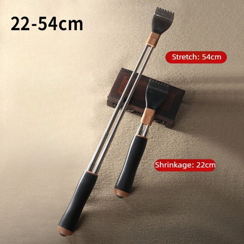 Dual Retractable Back Scratcher, Portable Self-Scratching Tool with Magnetic Massage Roller and Anti-Slip PP Claw - Red