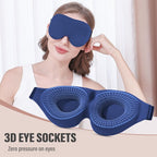 3D Deepened Sleep Eye Mask, Integrated Nose Wing, Full Light-Blocking, Breathable Eye Cover for Naps and Travel - Blue